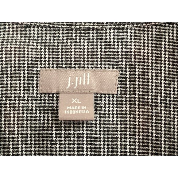 J. JILL Shirt Women's XL Black Red Button Up Blouse Roll Tab Sleeves Casual - Picture 4 of 12